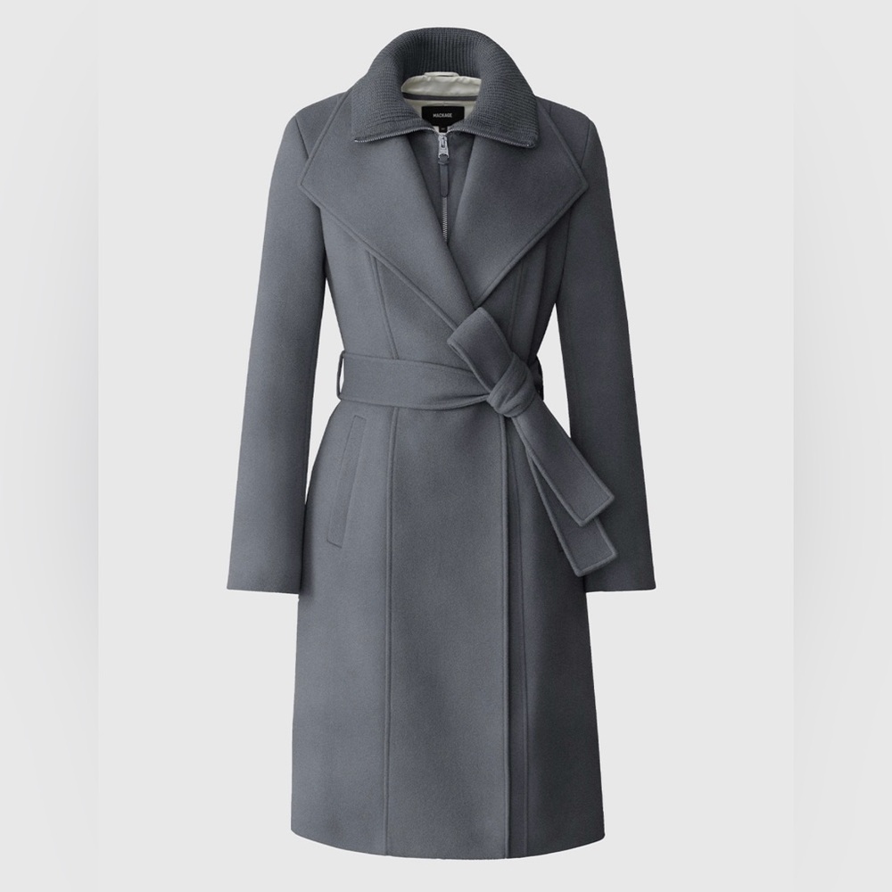 NWT Mackage Norita Carbon Mix 2-in-1 Double Face Wool Coat